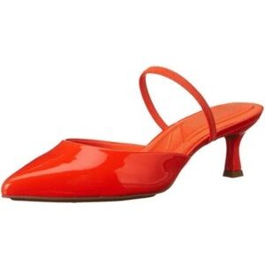 Anne Klein orange color pop kitten heels strappy pointy toe bright pumps size 10